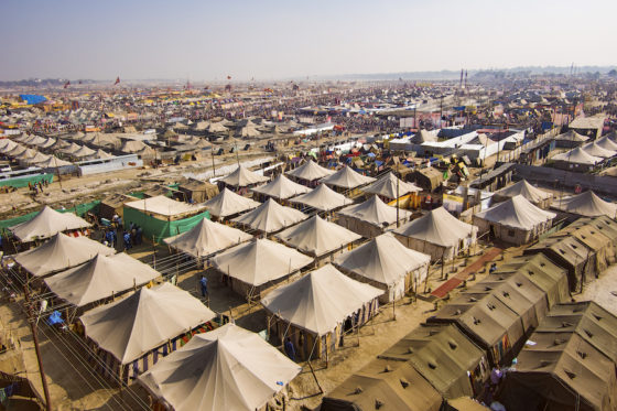 Aerial view of Kumbh Mela Festival in Allahabad, India, one of the amazing places in the world. (Image © RM Nunes/iStock.)