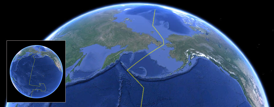 A map showing the International Date Lines illuminated globe inspires an author in New Zealand to consider the true nature of time travel adventures. (Image in the public domain)