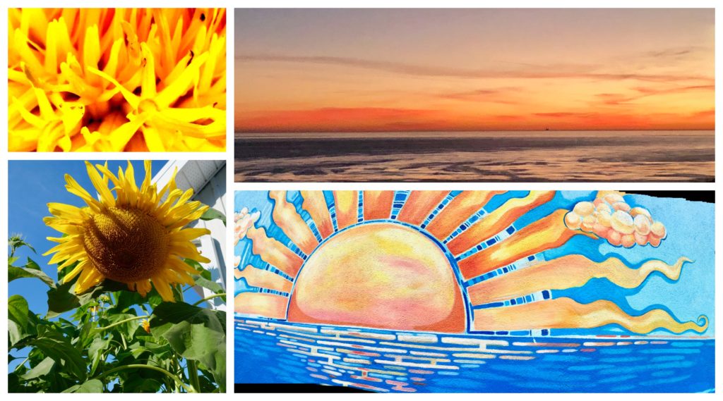 A sun-themed collage evokes the beauty of savoring summer. (Image @ Joyce McGreevy)
