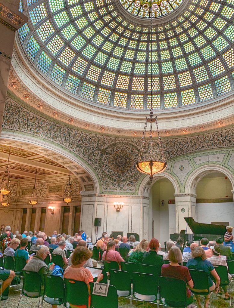 The world’s largest Tiffany Dome at Chicago’s Cultural Center is one of the many attractions of traveling the world musically and connecting across cultures. (Image © Joyce McGreevy)