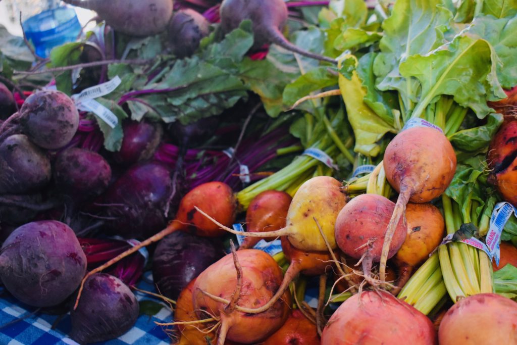 Organic beets in an array of colors show why shopping at farmers markets has become a popular American custom. (Image © Joyce McGreevy)