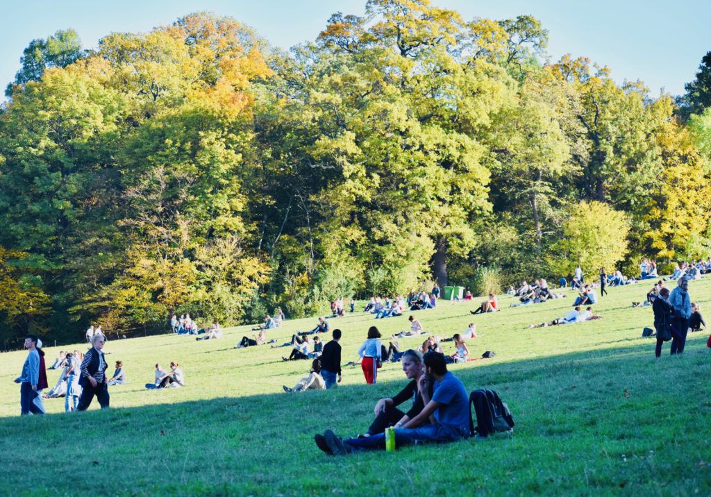 Crowds relaxing at a park in Vienna remind a writer that travel tips and travel advice don’t outrank personal travel discoveries. (Image © Joyce McGreevy)