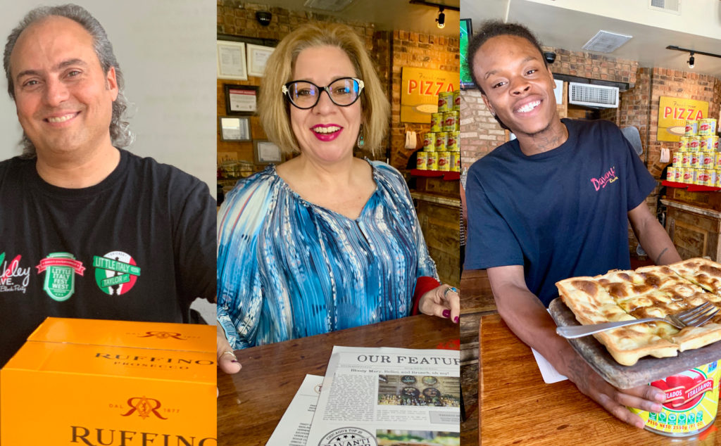 Ron Onesti, Marie De Marinis, and Demond Moore help Chicagoans celebrate the Italian culture of Little Italy, West Taylor Street. Image © Joyce McGreevy