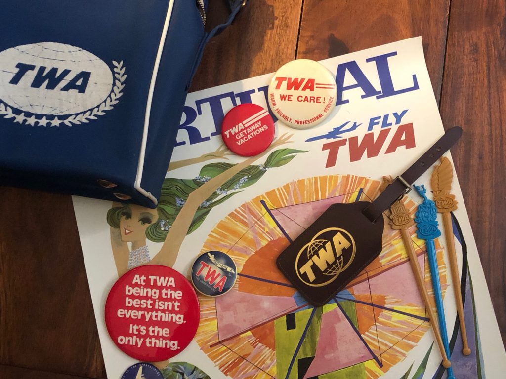 A collection of Trans World Airlines memorabilia is a source of travel inspiration and happy memories for the daughter of a TWA pilot. (Image © Margie McGreevy) 