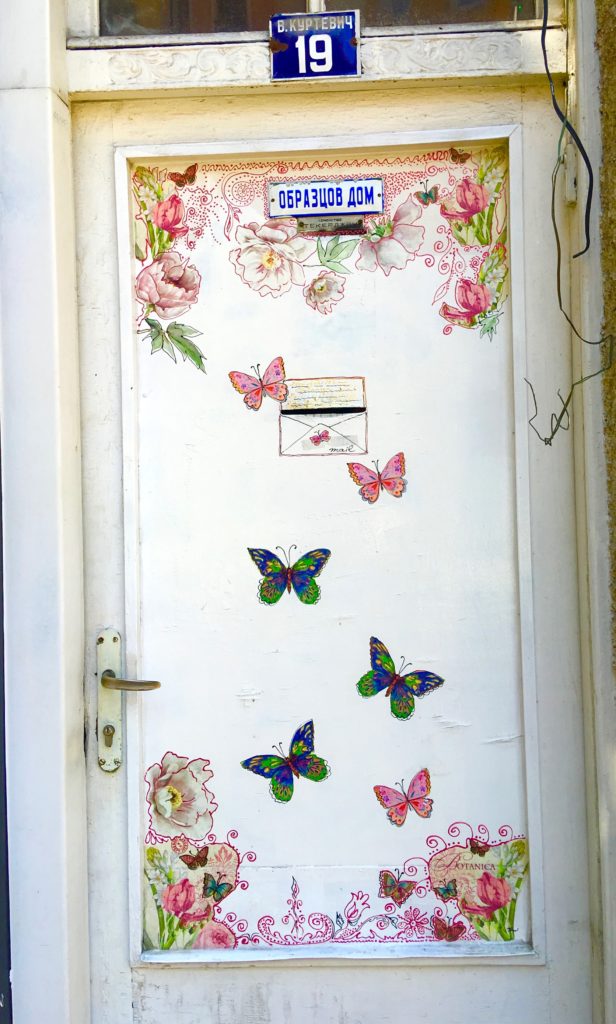 A door in Plovdiv, Bulgaria evokes the cross-cultural stories of doors and windows. (Image © Joyce McGreevy)