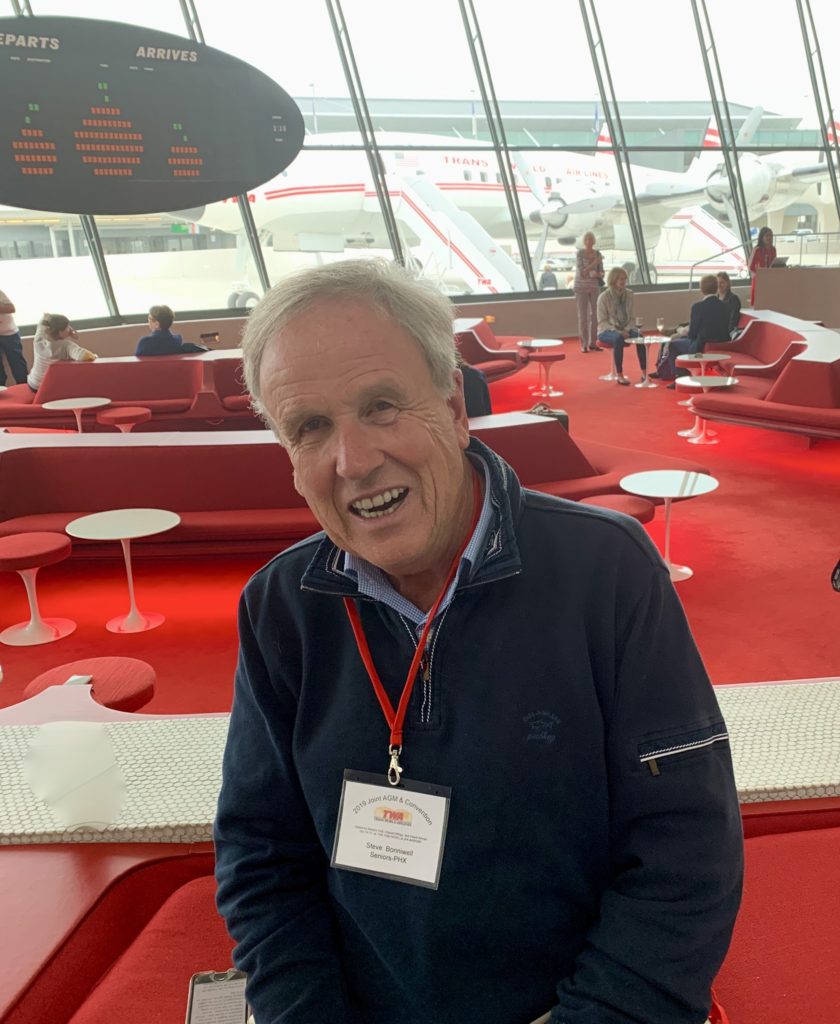 Trans World Airlines alumnus Steve Bonniwell attends the TWA Alumni Reunion at the TWA Hotel, JFK Airport New York. (Image © Joyce McGreevy)