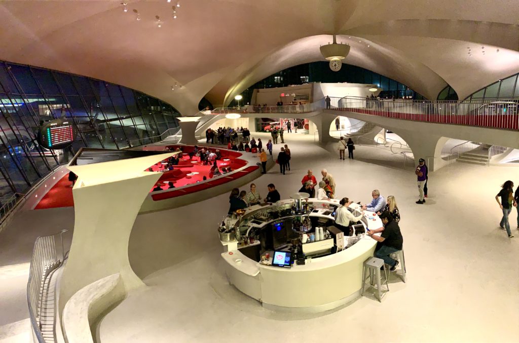 The newly restored TWA Terminal of the TWA Hotel at JFK Airport New York seen during the TWA Reunion evokes travel memories of Trans World Airlines. (Image © Joyce McGreevy)