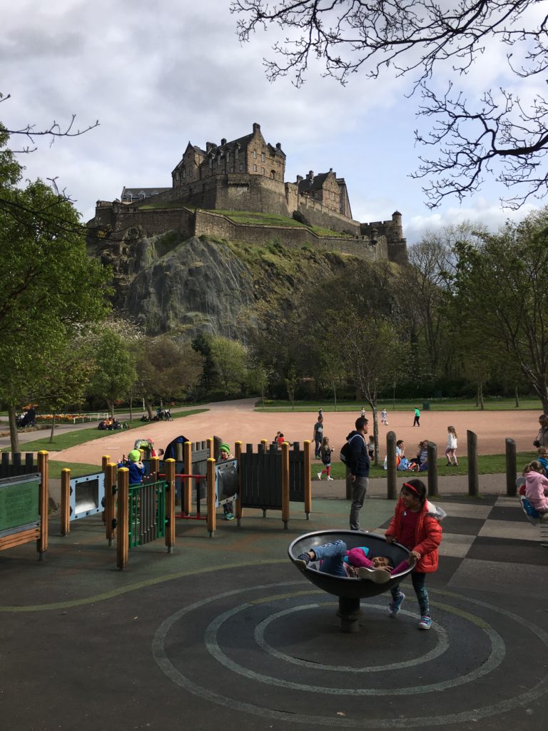 A playground near Edinburgh Castle is the first stop for digital nomad Maria Surma Manka and her family during a workation in Scotland. (Image © Maria Surma Manka)