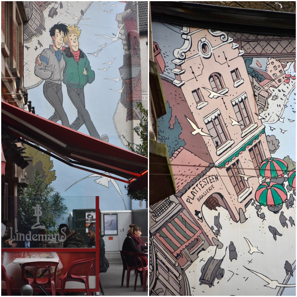A mural of Frank Pé's "Broussaille" in Brussels shows why comic books are a cultural tradition in Belgium. (Image © Joyce McGreevy)