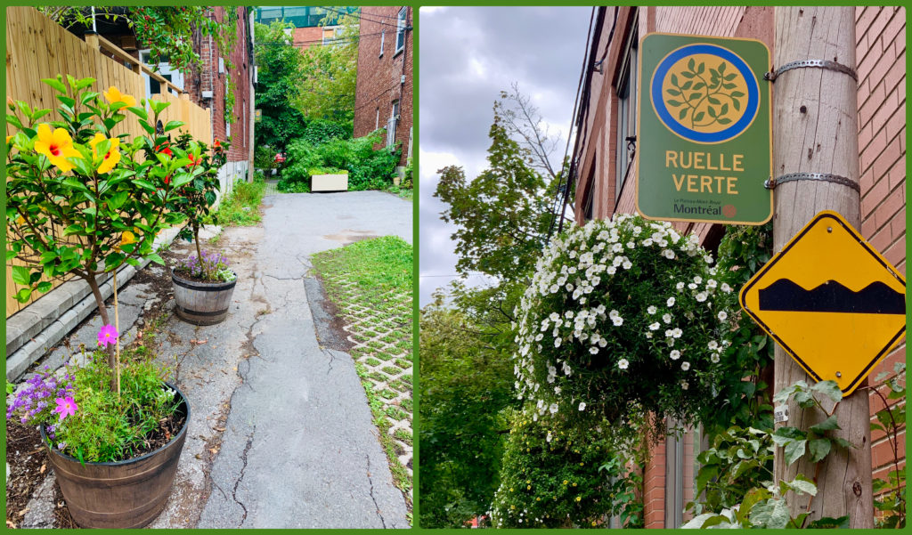 Two ruelles vertes in Montréal, Canada show how creative problem-solving helps transforms desolate alleys into urban oases. (Image © Joyce McGreevy)