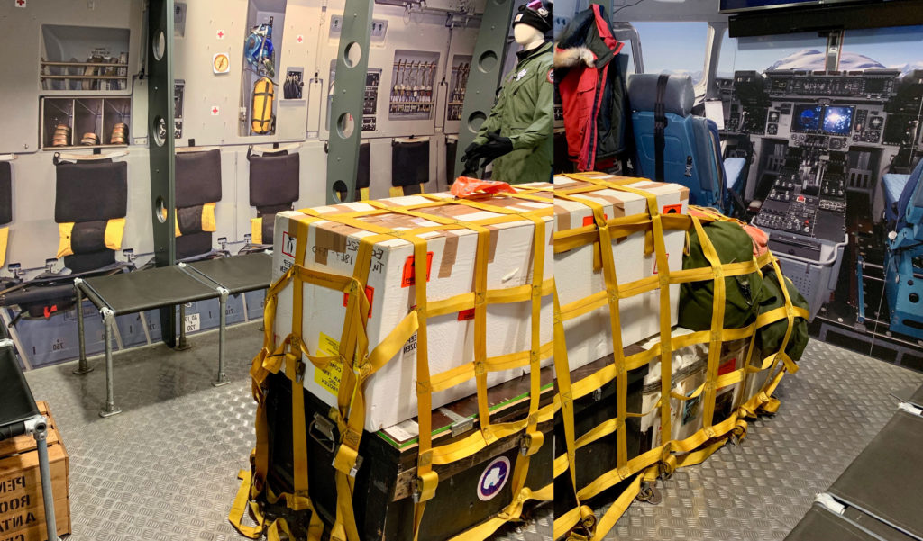 A replica of the C-130 Hercules interior at the International Antarctic Centre, in Christchurch New Zealand lets visitors imagine what it’s like to make to the long flight to the coolest place on Earth. (Image © Joyce McGreevy)