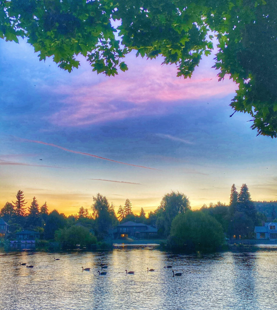 The Deschutes River, in Bend, Oregon at evening reminds the author that blue spaces can inspire reflection, personal and cultural beliefs about water, and the cultivation of a blue mind. (Image © Joyce McGreevy)