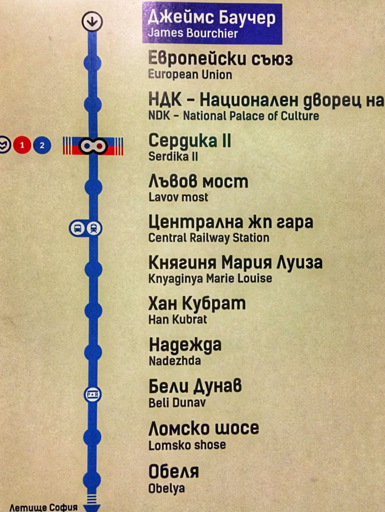 A list of subway stations in Bulgaria reminds a digital nomad of lessons learned from travel. (Image © by Joyce McGreevy)