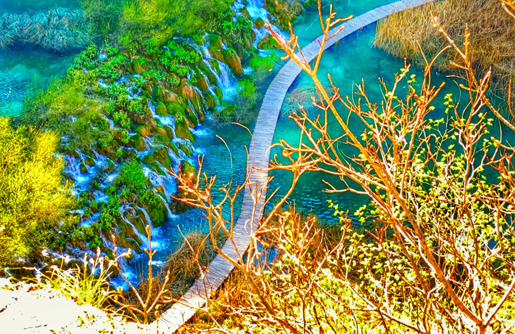 An overhead view of a river walk in Croatia reminds a digital nomad of lessons learned from travel. (Image © by Joyce McGreevy)