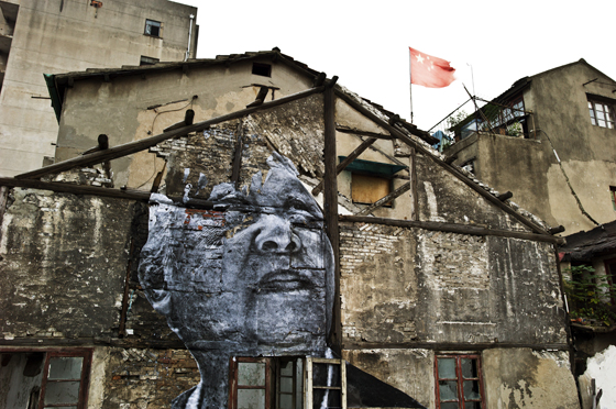 Wrinkles of the City in Shanghai by Artivist JR Artist, showing social awareness and answering the question can art save the world. (Image © JR.)