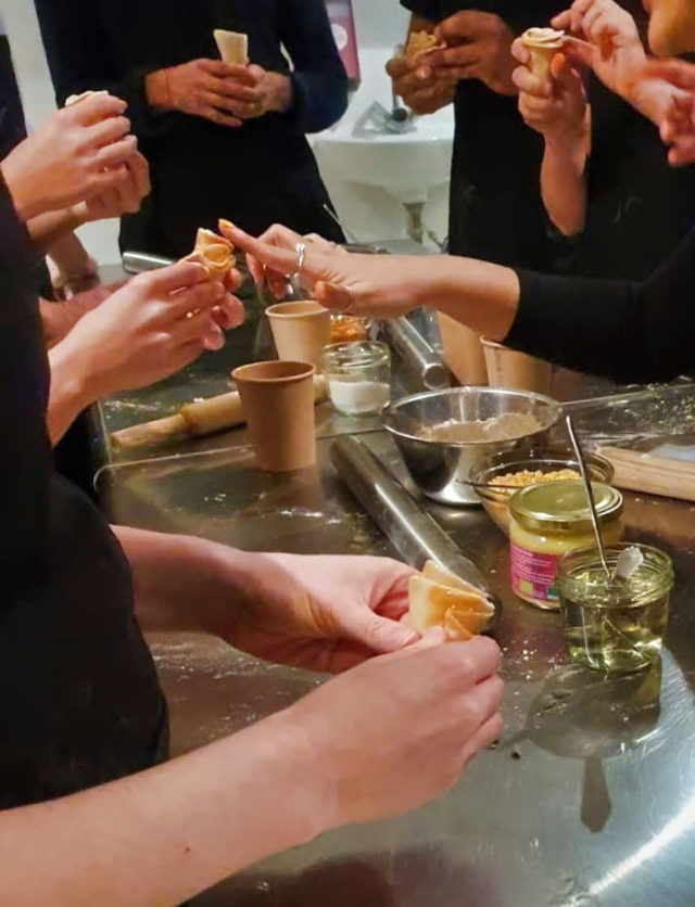 A close-up of students in Nistha’s class shows how the Indian tradition of cooking with spices extends to desserts and pastries. (Image © by Nistha Trehun, The Kitty Party)